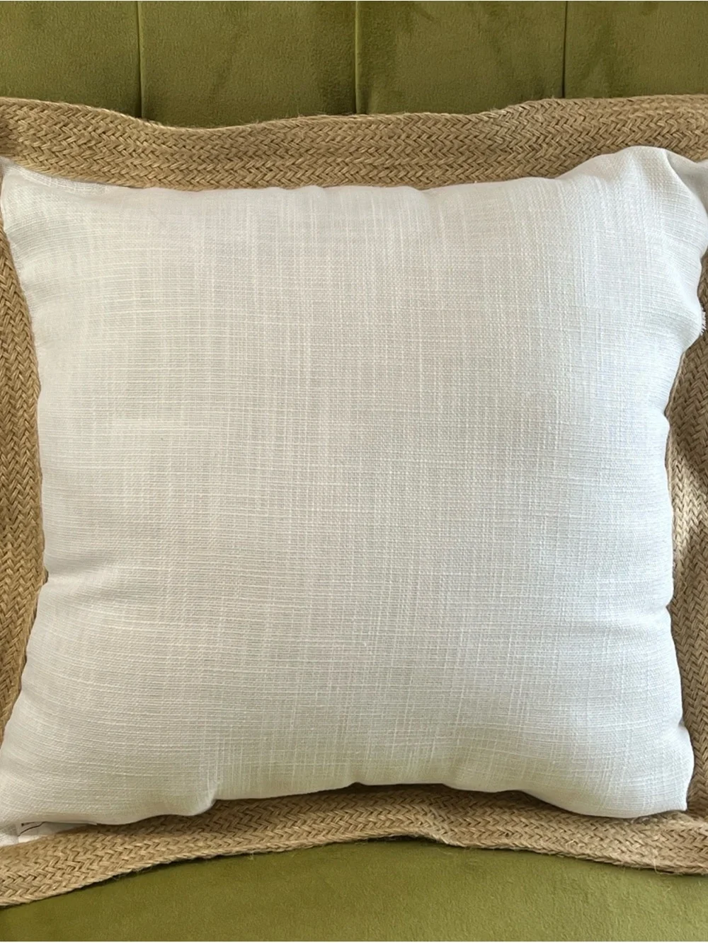 Coastal Seahorse Decorative Pillow - Beige & Aqua 20”x20” Rope Edge